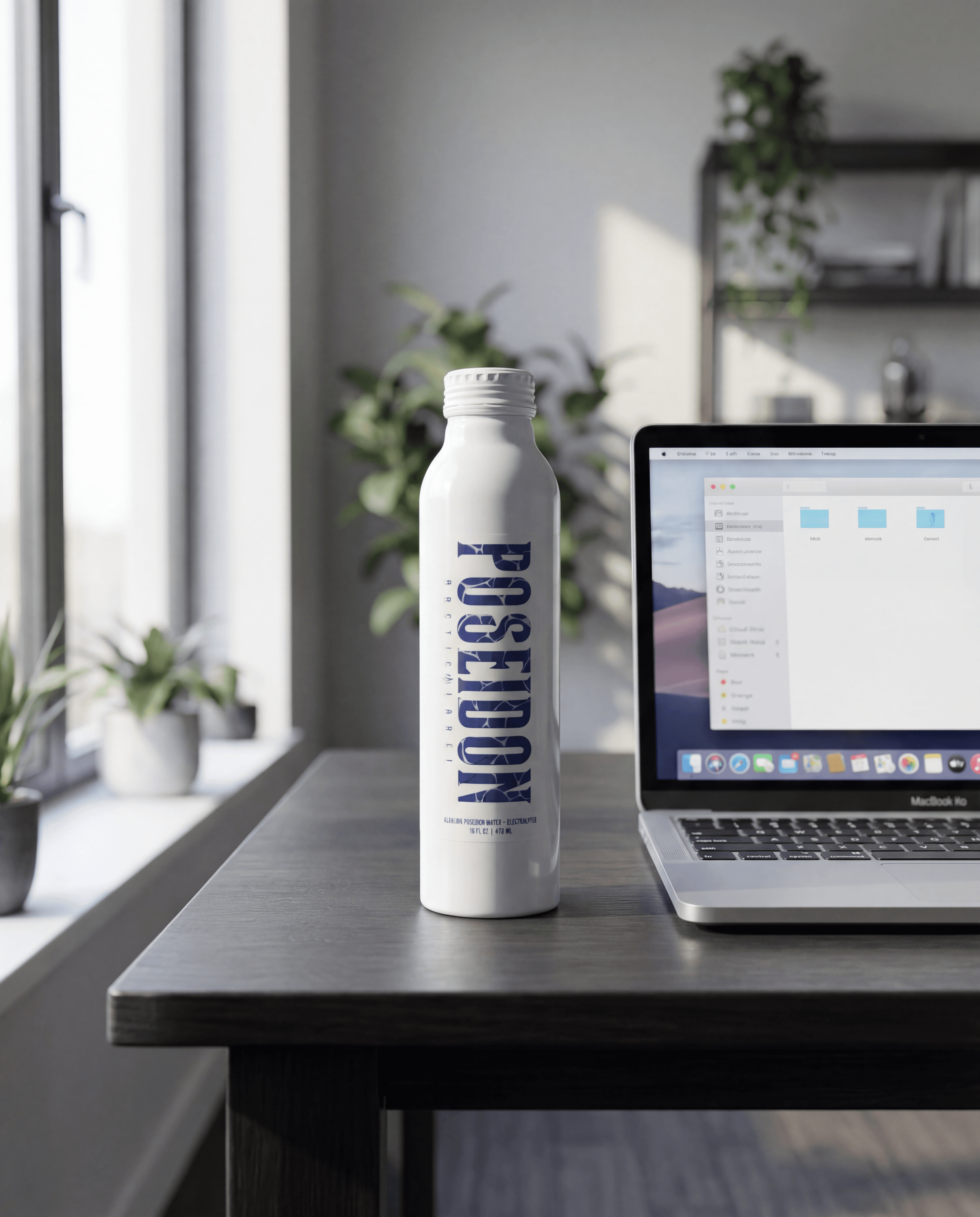 Poseidon Water at the desk